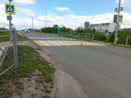 В Кайбицах обновили разметку на пешеходных переходах