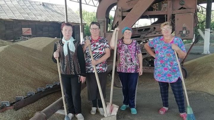 Активные жительницы Ульянкова помогли на сортировке зерна