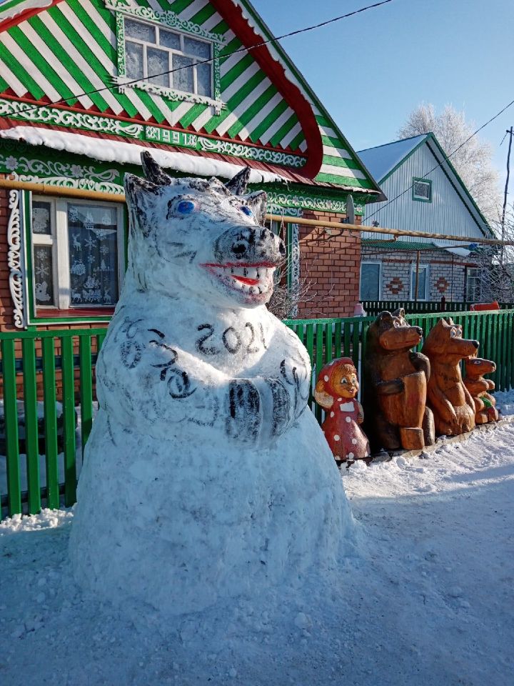 Каждый год у дома Ворожейкиных в Малых Мемях в декабре появляется символ наступающего года