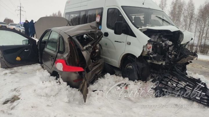 В Татарстане водитель на встречке врезался в микроавтобус и погиб