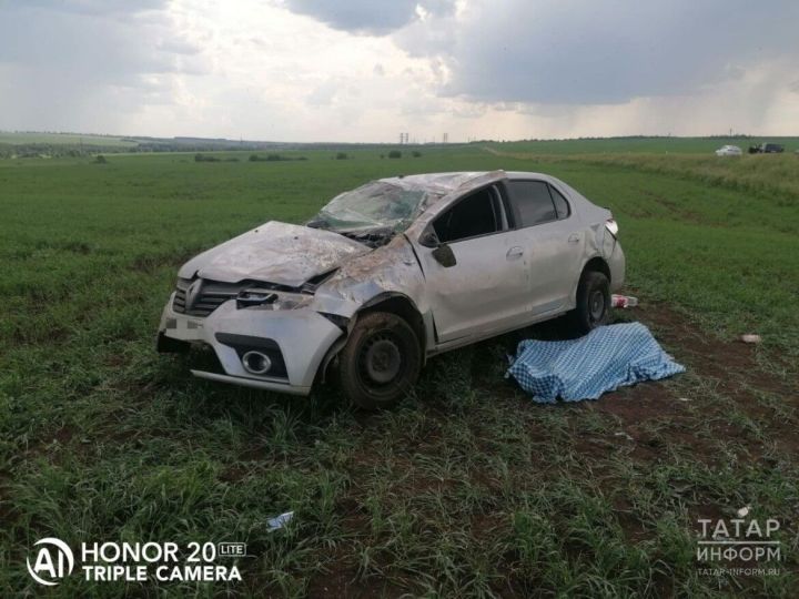 В Татарстане иномарка вылетела с дороги и перевернулась, водитель погиб