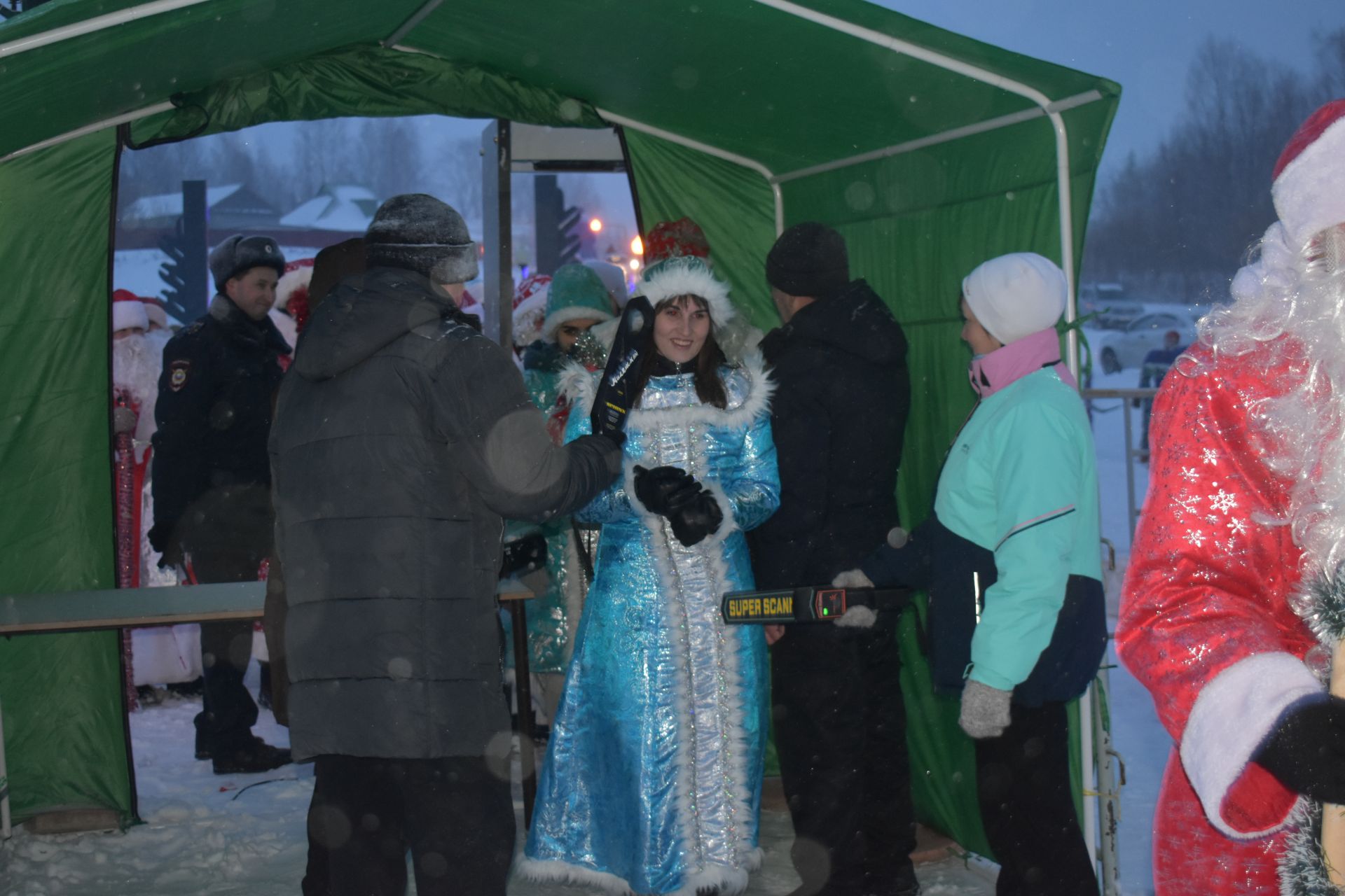 В Кайбицах под волшебный снегопад состоялось открытие главной елки района