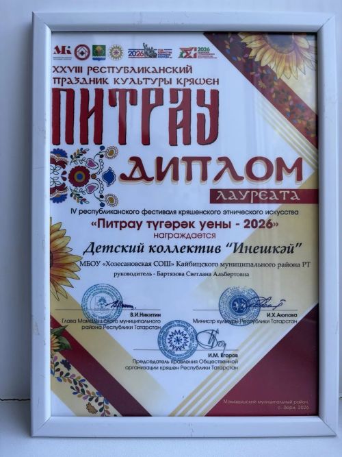 Хуҗа Хәсәннең «Инешкәй» балалар фольклор ансамбле «Питрау«дан лауреат булып кайтты