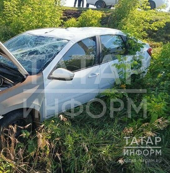 В Татарстане «Гранта» вылетела в кювет на повороте, пассажирка госпитализирована